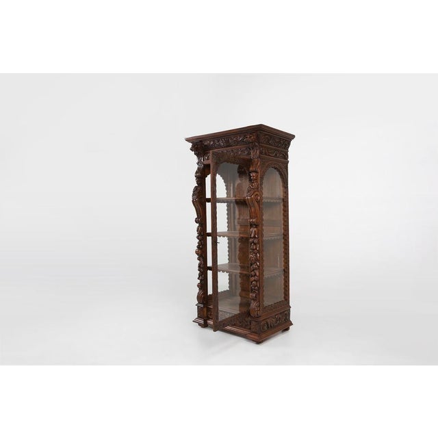 1950s Baroque Style Display Case in Oak, Belgium, 1950s For Sale - Image 5 of 18