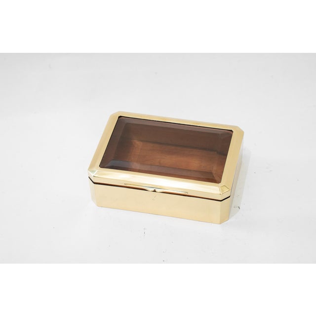 1920s Art Deco Brass Jewerly Box with Cut Glass, 1920s For Sale - Image 5 of 17
