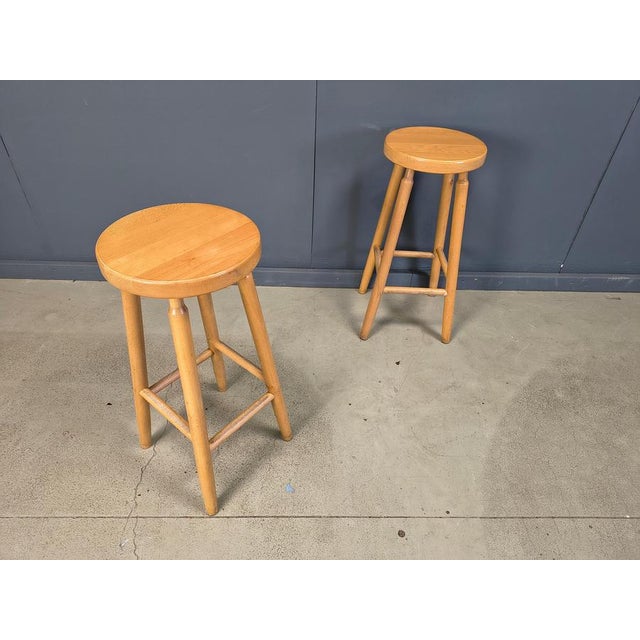 Wood Alpine Style Chalet Stools in Wood, 1970s, Set of 9 For Sale - Image 7 of 14
