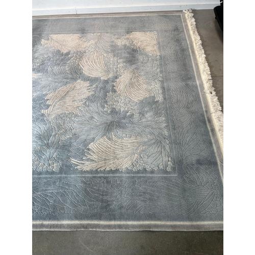 Large Handmade Edition 450 Fine Art Rug in Blue and Ivory For Sale - Image 3 of 9