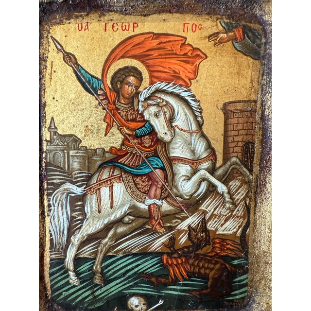 Traditional Byzantine Hand Painted Orthodox Icon on Wood For Sale - Image 4 of 9