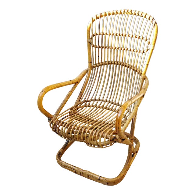 Italian Bamboo Armchair, 1960s For Sale