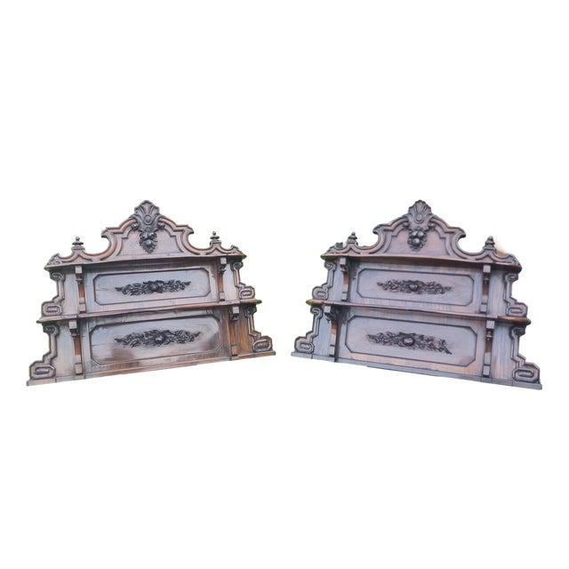 Bolognese Walnut Shelves, 1850s, Set of 2 For Sale
