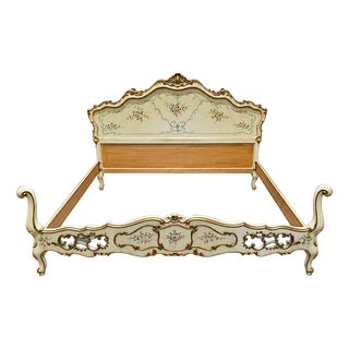 20th Century Venetian Lacquered and Painted Double Bed For Sale