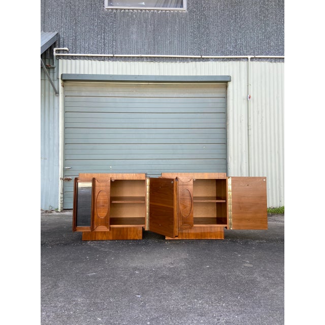 Mid 20th Century Pair of Mid Century Modern Brutalist Nightstands + Inset Smoked Mirrors | by Tobago For Sale - Image 5 of 13