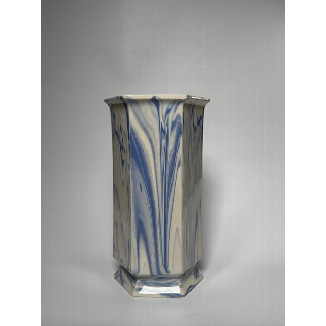 Ceramic Traditional Neoclassical Blue & White Ceramic Studio Art Pottery Vase For Sale - Image 7 of 12