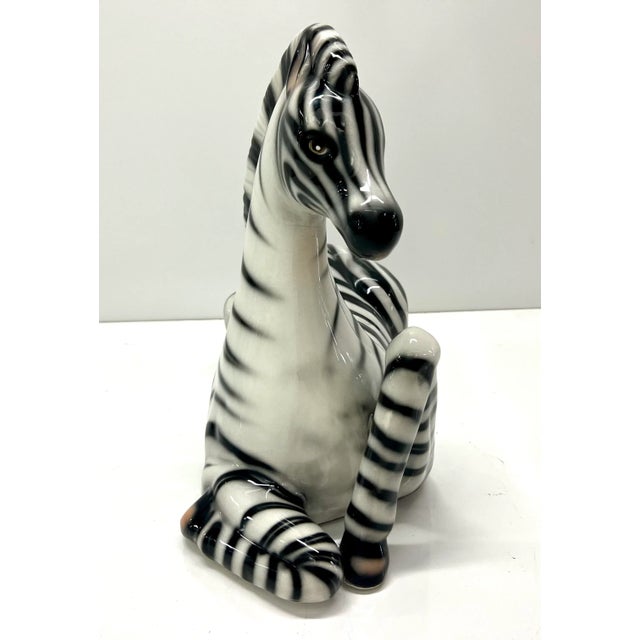 Modernist Vintage Italian Porcelain Zebra For Sale - Image 4 of 9