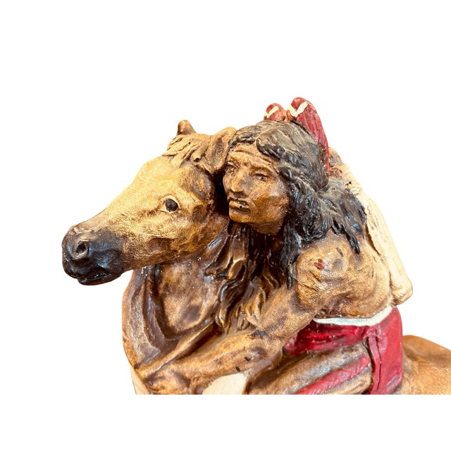 1960s Vintage Native American Warrior on Horseback Figure For Sale - Image 5 of 11