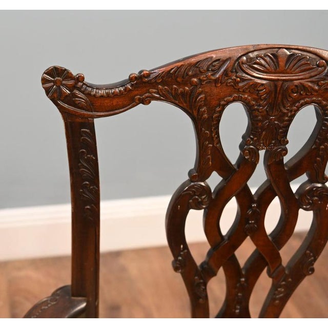 Vintage Chippendale Dining Chairs in Revival Mahogany, 1920s, Set of 8 For Sale - Image 4 of 5