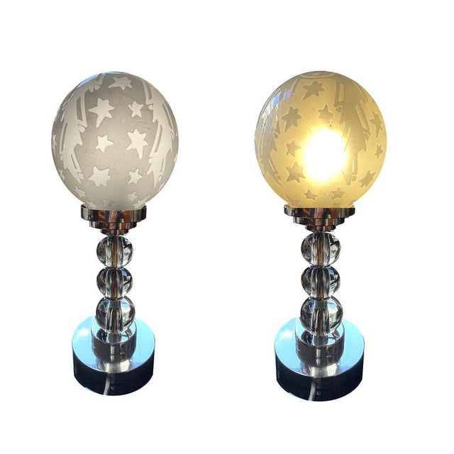 Art Deco Table Lamp with Glass Balls For Sale - Image 3 of 7