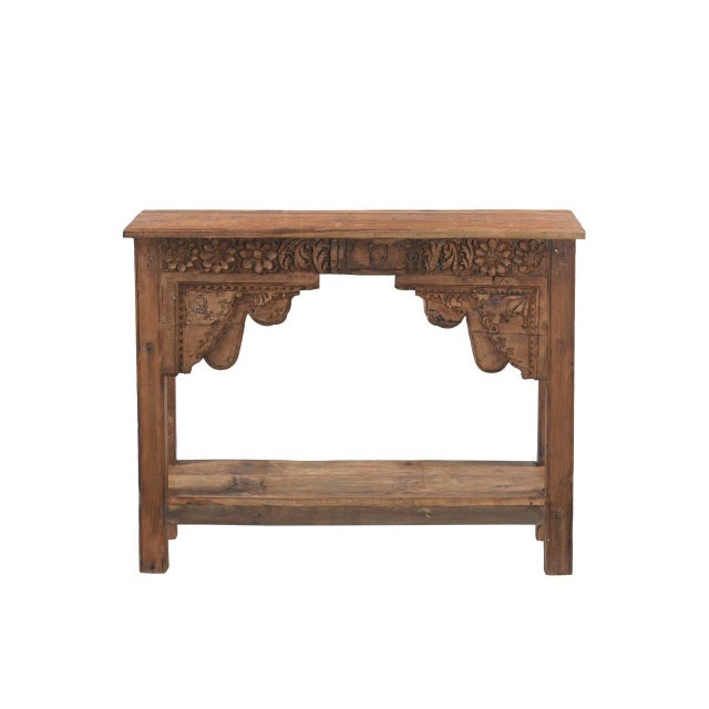 Farmhouse Console Table Constructed From Antique Indian Carved Elements and Reclaimed Wood For Sale - Image 3 of 4