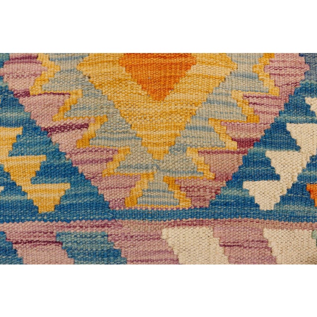 1990s Rustic Turkish Kilim Purple Beige Hand-Woven Wool Rug For Sale - Image 5 of 9