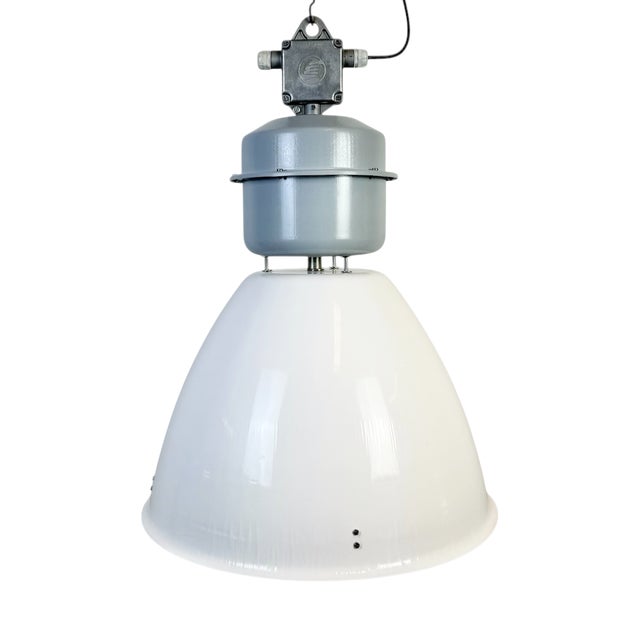 Large Industrial White Enamel Factory Lamp from Elektrosvit, 1990s For Sale
