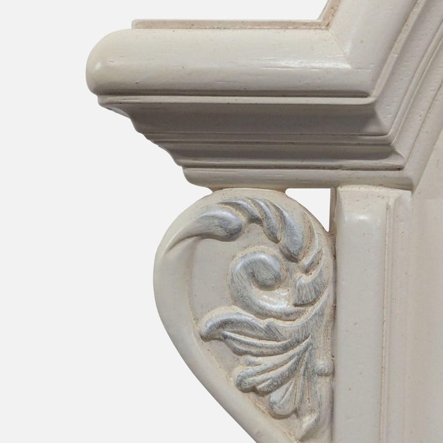 Carved and Arched Mirror in White Finish For Sale - Image 4 of 8