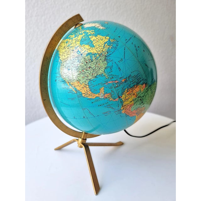 Metal Physical Table Illuminated Globe, 1974 For Sale - Image 7 of 12