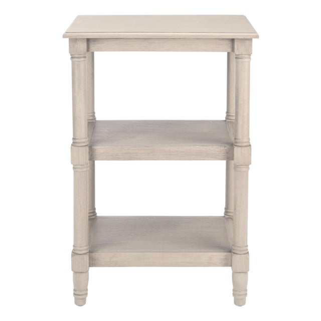 Cassie 3 Shelf Accent Table in Greige For Sale