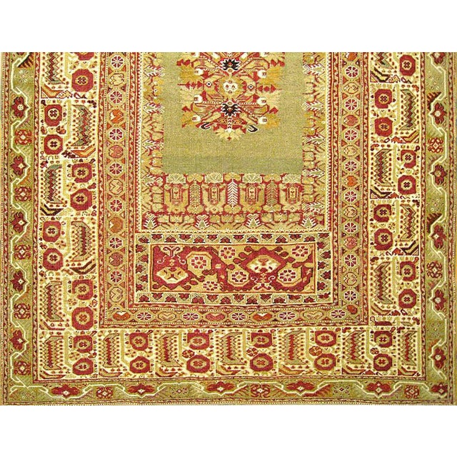 1940 Vintage Turkish Ghiordes Oriental Carpet, in Small Size w/ Central Medallion For Sale - Image 4 of 4