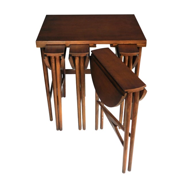 Mid-Century Modern Bertha Schaefer for M. Singer & Sons 1950s Walnut Nesting Tables For Sale - Image 3 of 7