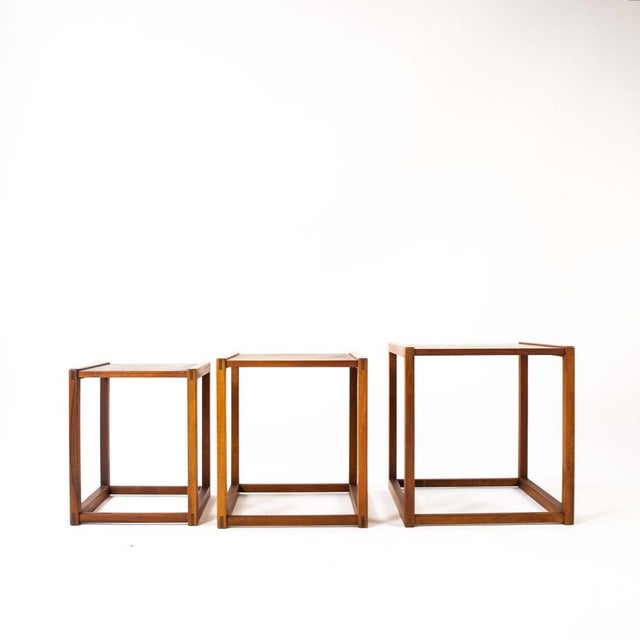 Børge Mogensen Model 375 Nesting Tables by Børge Mogensen for Fredericia, 1960s, Set of 3 For Sale - Image 4 of 9