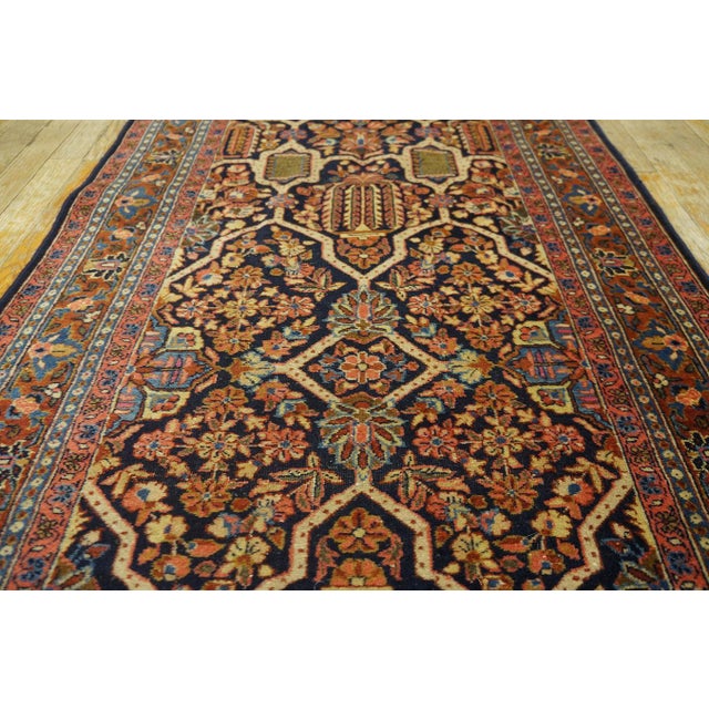 1920s Black Geometric Antique Persian Sarouk Rug 2' 7'' X 19' 0'' Handknotted Wool Carpet For Sale - Image 10 of 18