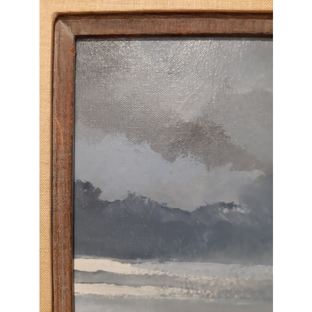 Sky Blue 1970s Doug Oliver Painting "Seascape" on Canvas 16"x20" Wood Framed Early Work For Sale - Image 8 of 14