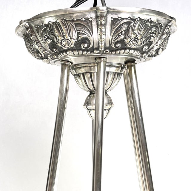 Muller Frères Art Deco Nickel-Plated Ceiling Light by Muller Freres, Luneville, 1930s For Sale - Image 4 of 14