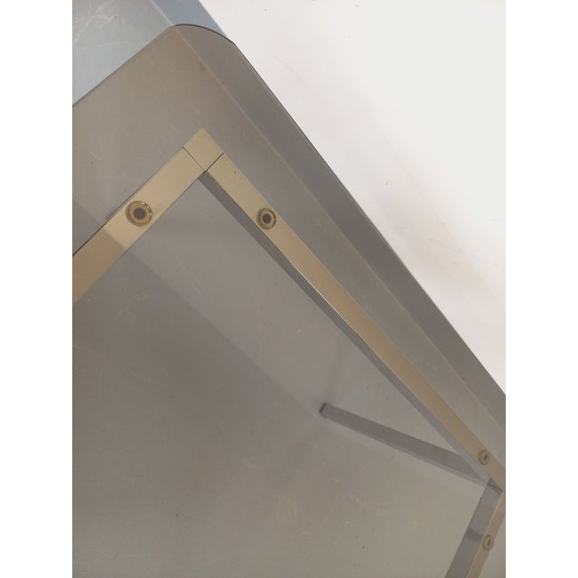 Vintage Square Coffee Table in Smoked Glass and Chrome Metal, 1970s For Sale - Image 10 of 17