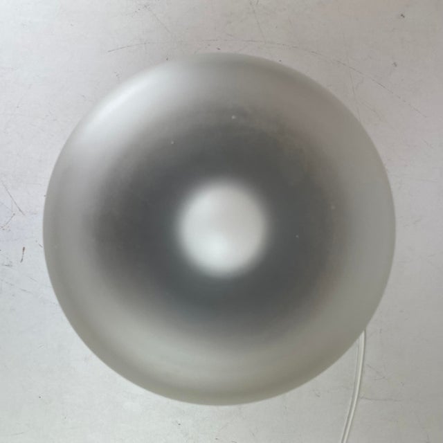 Flush-mount light made of a clear frosted opaline glass diffuser on a brass base, produced in Italy during the 1960s. -...