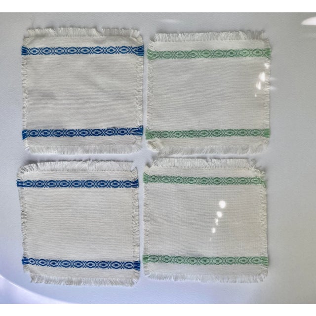 Off-white Vintage Off White Woven Cocktail Napkins- Set of 8 For Sale - Image 8 of 13