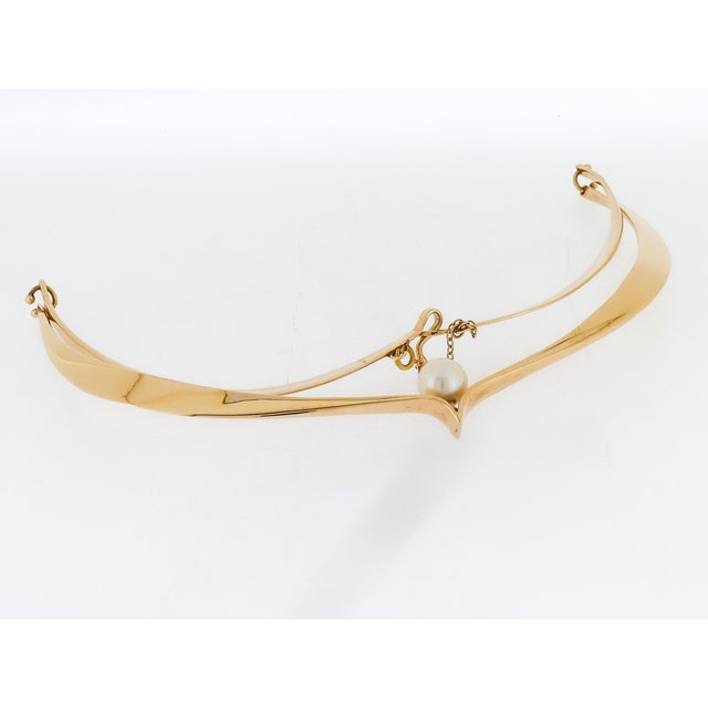 Ed Wiener Modernist 14k Gold & Pearl Curvex Choker Necklace or Collar For Sale - Image 13 of 18