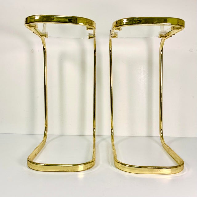 Brass 1980s Postmodern Contemporary Brass & Glass Cantilever Drink Tables - A Pair For Sale - Image 8 of 14
