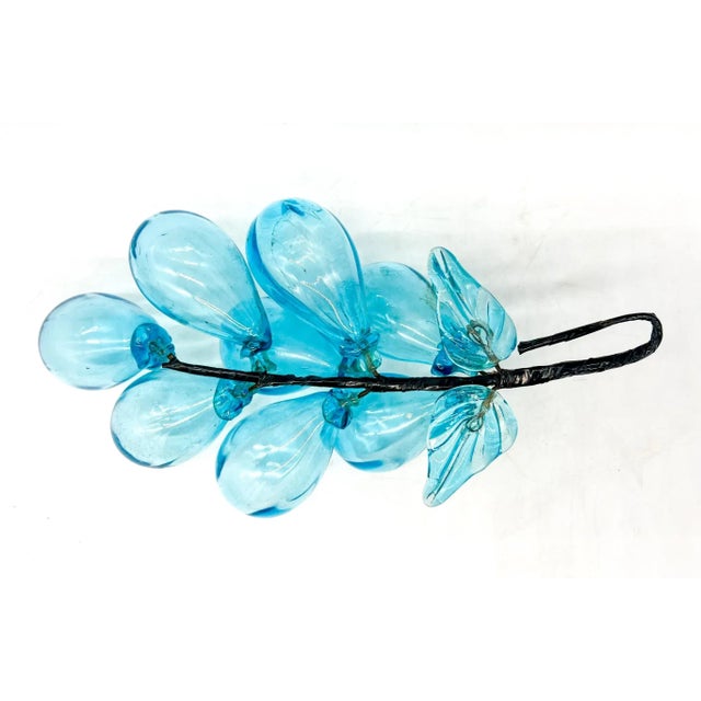 Oversized Mid Century Turquoise/ Aqua Glass Grapes For Sale - Image 4 of 11