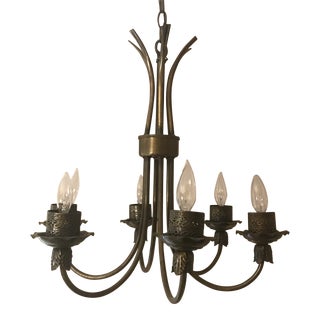 Mid-Century 6 Light Metal Chandelier For Sale