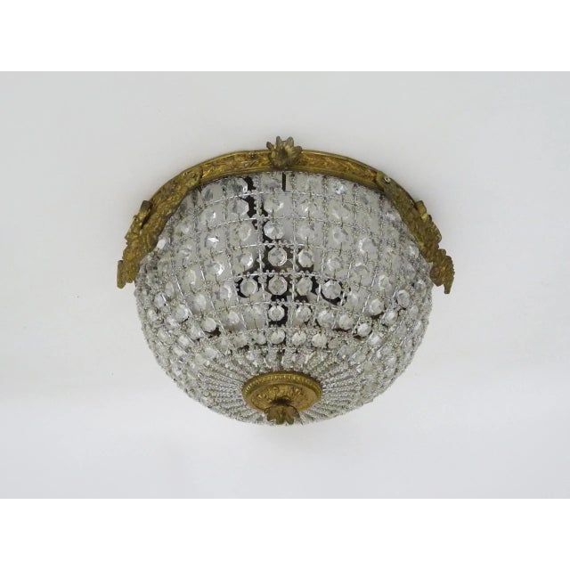 Traditional Empire Style Bronze Ceiling Light with Glass Pendants, 1980s For Sale - Image 3 of 10