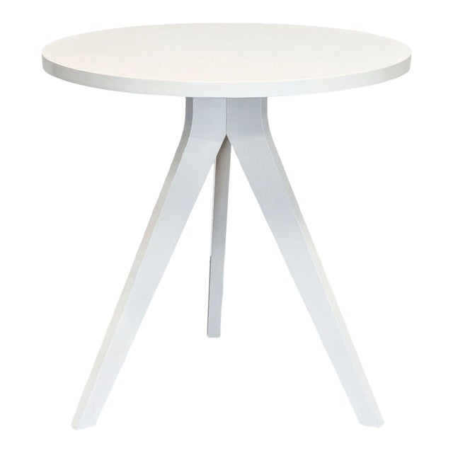 West Elm Tripod Dining Table in White Lacquer For Sale