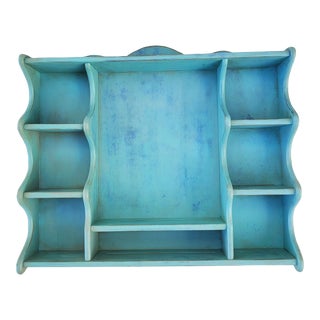 1950s Vintage Wall Shelf in Painted Blue For Sale