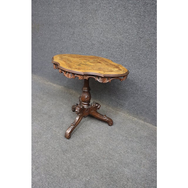 Victorian Black Forest Style Marquetry Walnut & Satinwood Occasional Table For Sale - Image 9 of 15