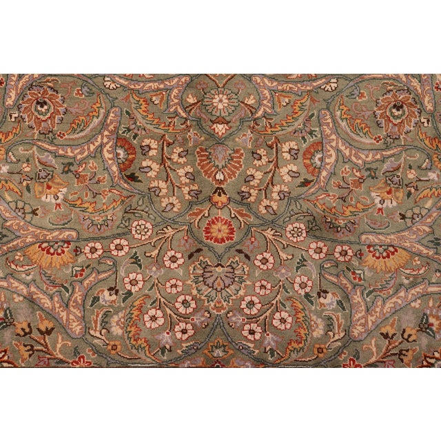 Shabby Chic Floral 1990's Pak-Persian Green/Ivory Wool Rug - 8'11'' X 12'3'' For Sale - Image 3 of 9