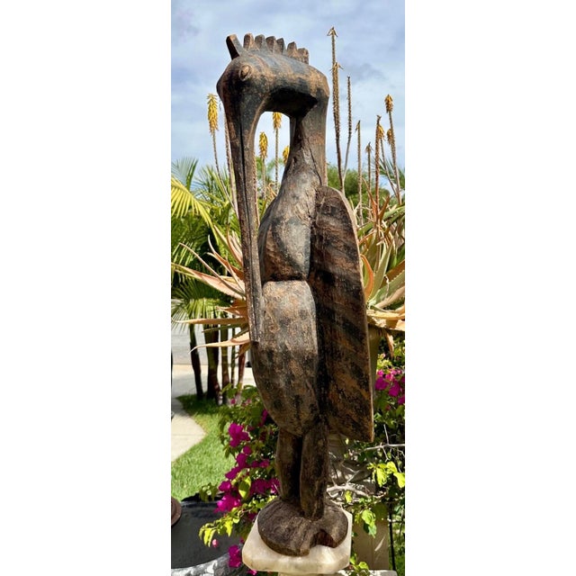 Antique Senufo Hornbill Sculpture (Porpianong), Côte D’Ivoire – 40” Tall For Sale - Image 10 of 18