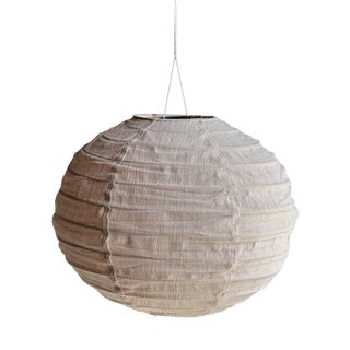 Small Japanese-Style Rattan and Natural Linen Pendant Light For Sale