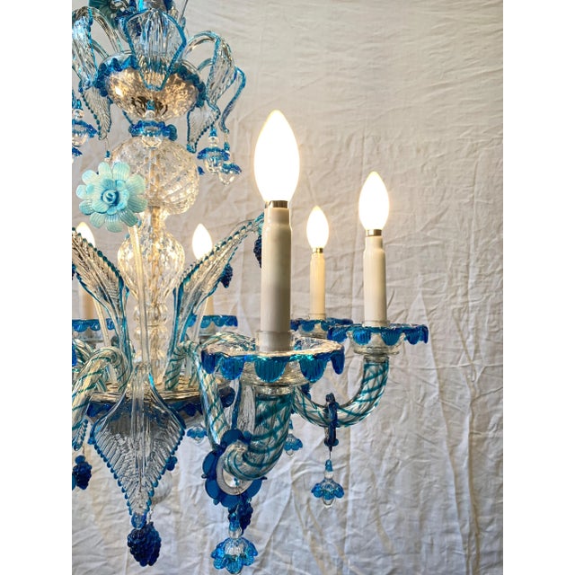 Blue Vintage Murano Glass Chandelier Vintage from Company a.v.e.m. For Sale - Image 8 of 9