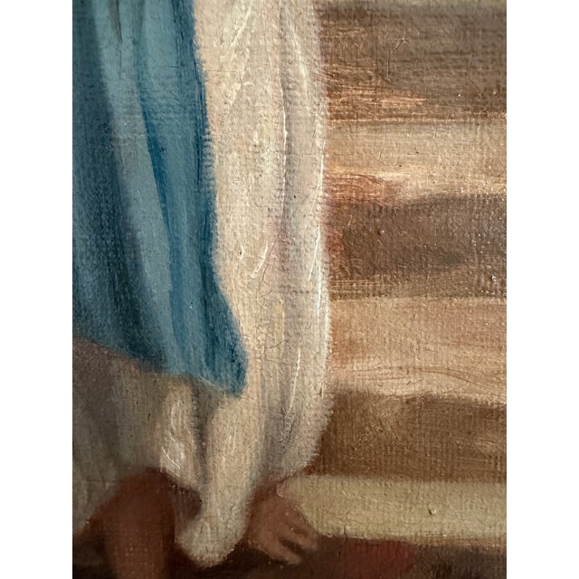 Brown Antique Italian Oil Painting Peasant Woman Portrait 19th C. Signed Genre Art For Sale - Image 8 of 12