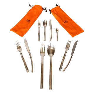 Silver-Plated Ondes Flatware from Hermès, 2002, Set of 110 For Sale