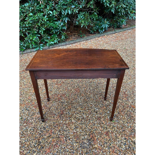Brown Antique Georgian Mahogany Bow-Fronted Inlaid Side Table, 1790 For Sale - Image 8 of 9