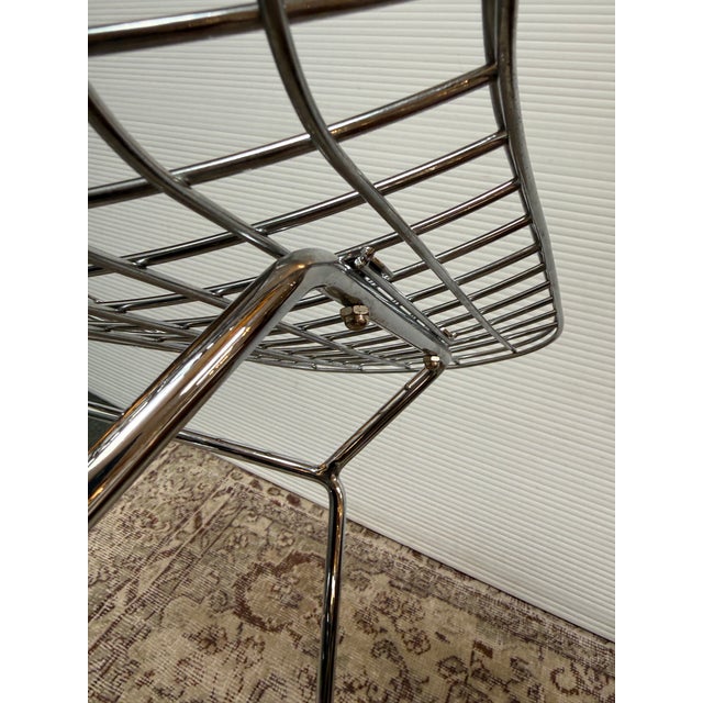 Caged Chrome Metal Bar Stool, in the Style of Bertoia For Sale - Image 11 of 12