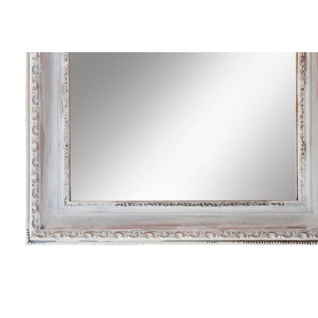 Oyster White on Gold Framed Wall Mirror, Hand-Painted Hardwood/Resin 20th Century For Sale In Los Angeles - Image 6 of 7
