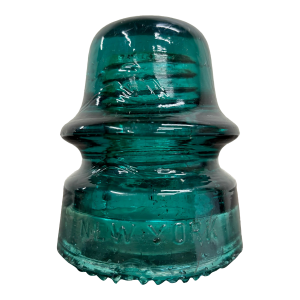 Antique Brookfield New York Teal Glass Insulator