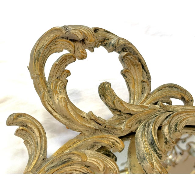 1900's Hollywood Regency Style Wood With Plaster Wall Mirror With Curved Foliate Design For Sale In West Palm - Image 6 of 18
