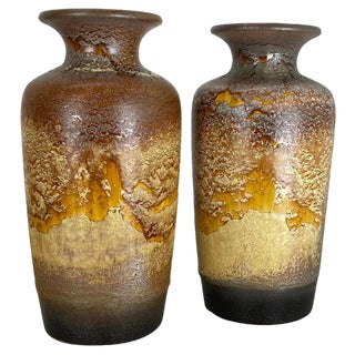 Pottery Fat Lava Desert Vases from Scheurich, Germany, 1970s, Set of 2 For Sale