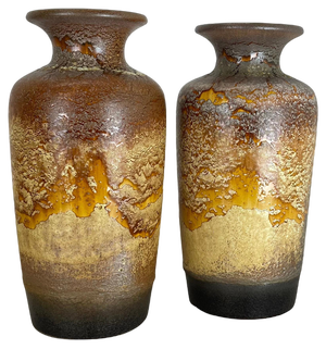 Pottery Fat Lava Desert Vases from Scheurich, Germany, 1970s, Set of 2